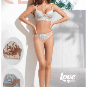 Italiaanse lingerie set met push-up beha satijn en slip ROOS, 75B, 36