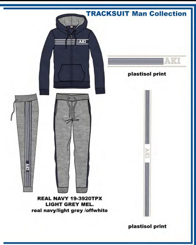 kapsel mesh En team Italiaanse vrijetijd/training pak voor mannen in BLAUW/GRIJS kleur vest en  broek met capuchon maat M | Felices.nl