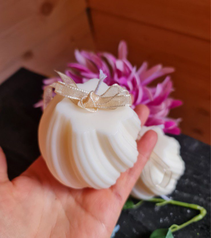 2 stuks Handgemaakte geurende soja kaarsen - bollige vorm - elegante geur - ecologische wax 2x170gr - Afbeelding 3