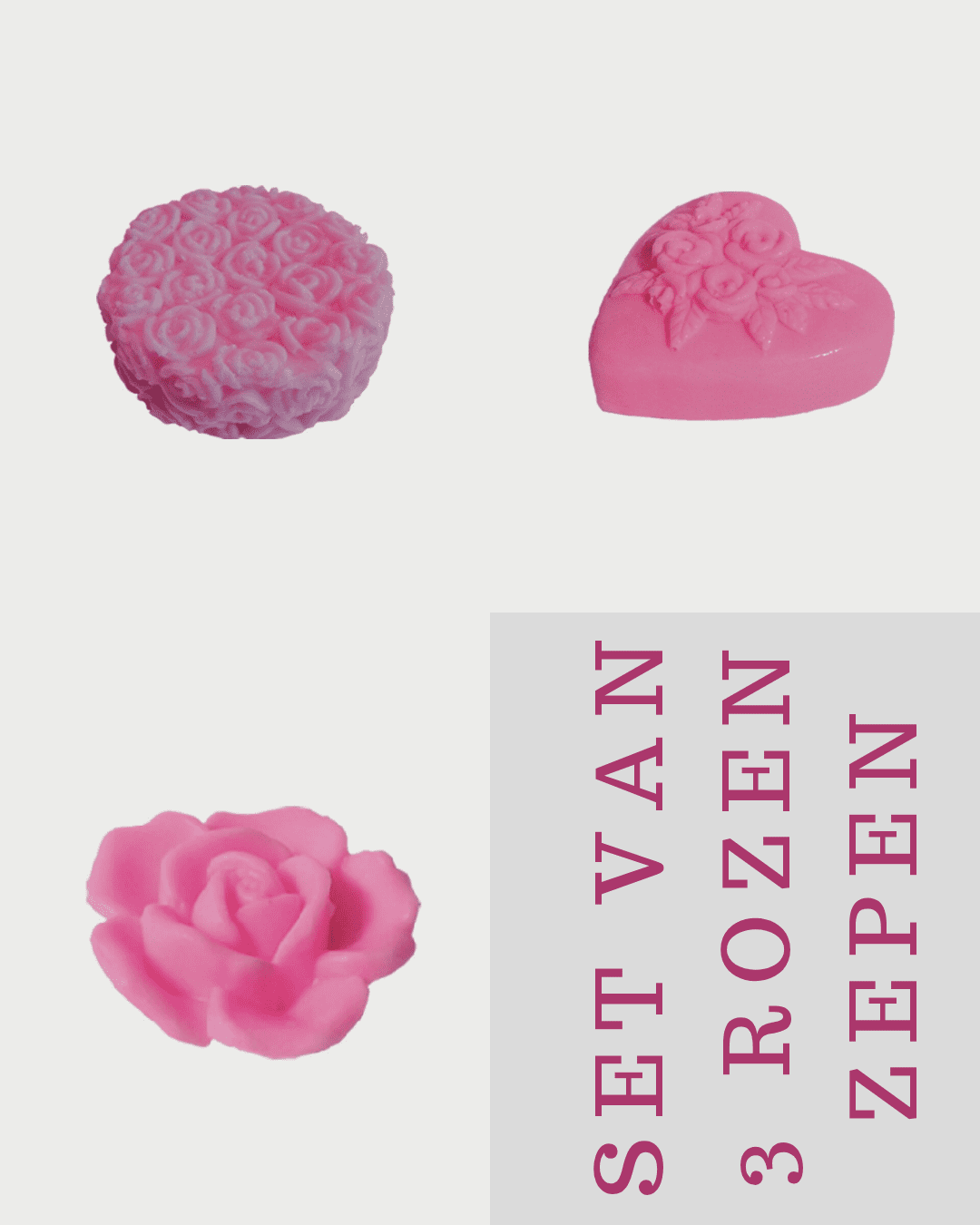 3 stuks Luxe Bulgaarse rozen zepen - heerlijk geuren - bloemen vormen - roze kleur - zachte huid 2x 85gr x 20 gr