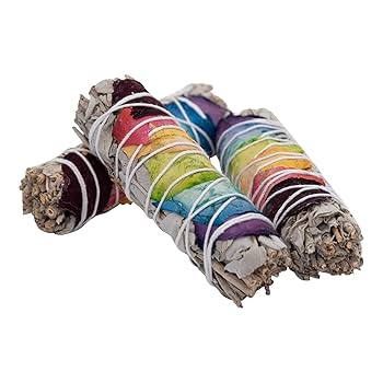 3 stuks Natuurlijke Witte salie bundel stick - 7 chakra´s- wierook - handgemaakt in Frankrijk - harmoniseer de energie 3x11cm