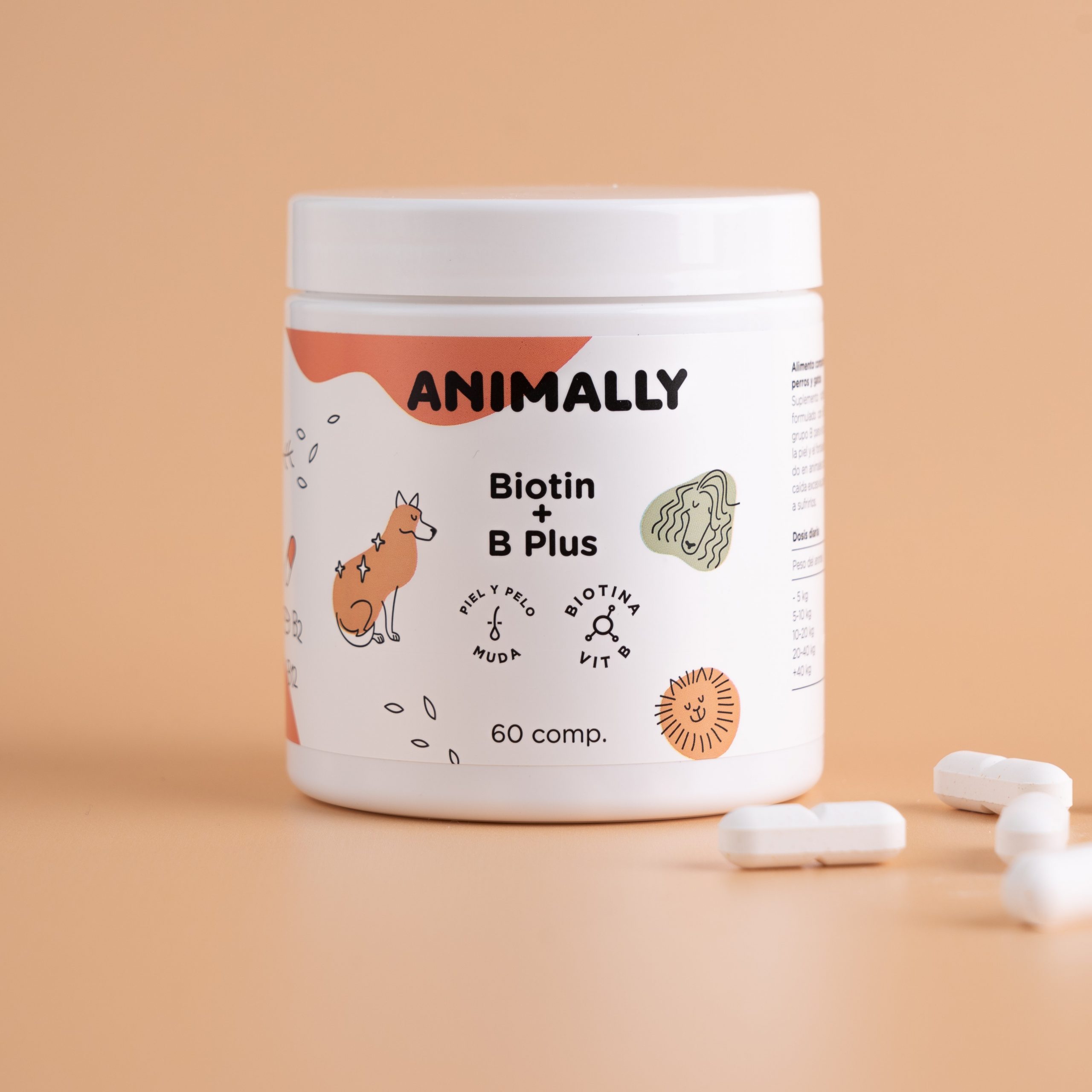Animally Bilogische Dieren supplement Biotine + B Plus - Behoud van een gezonde huid en haar 60 tab - Afbeelding 2
