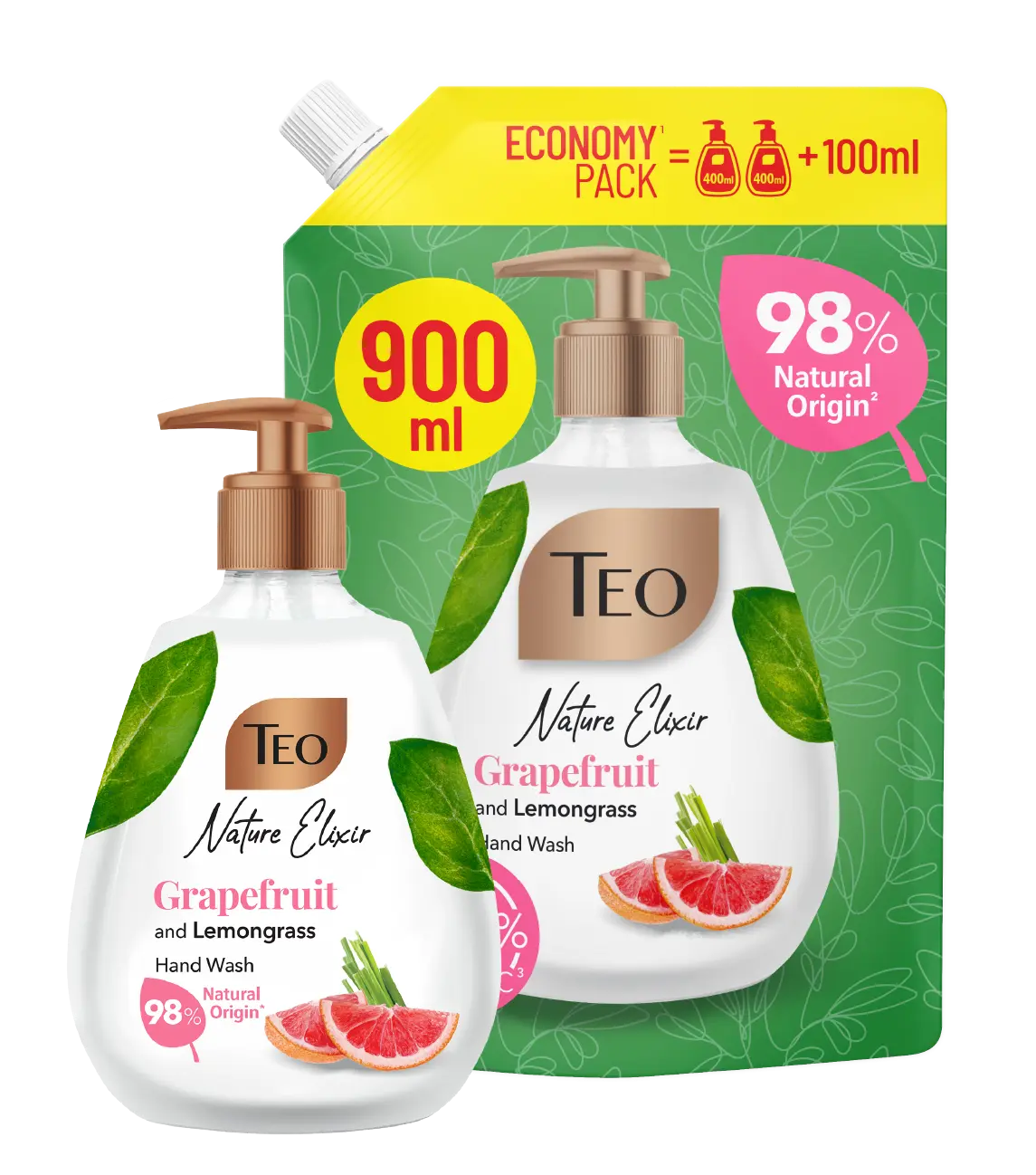 Natuurlijke set voor hand en lichaam creme zeep met Grapefruit  en Citrus- 400ml pus navul 900ml