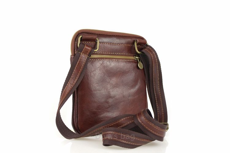 Heren Tas Van Echt Leer Met Ritssluiting En Schouderband - binnen voering kleur ZWART