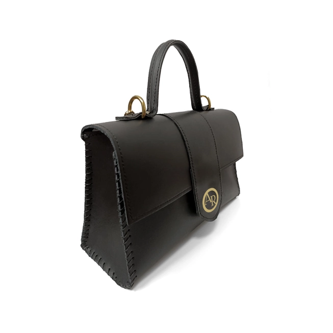 Eco gerecycled leer schouder tas - handvatten en ketting schouderriem - prachtige rozekleurige bloemen patroon - Afbeelding 3