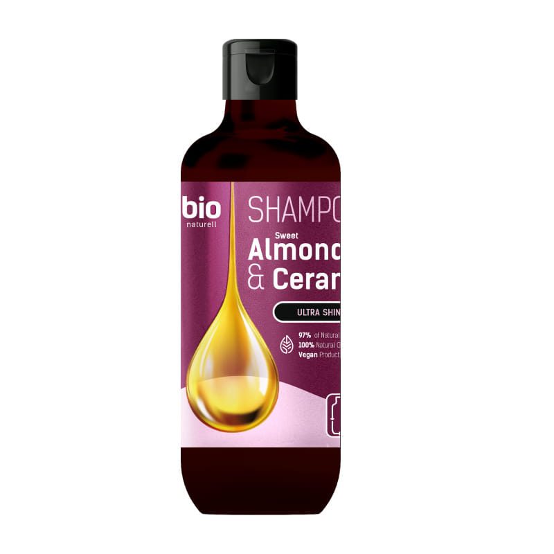 Natuurlijke Shampoo met amandelolie en ceramiden voor glans en haar versterking 355 ml