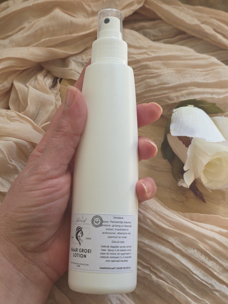 Handgemaakte haar lotion tegen haar verlies - plantaardig placenta en aminozuren - sterk haar 200ml