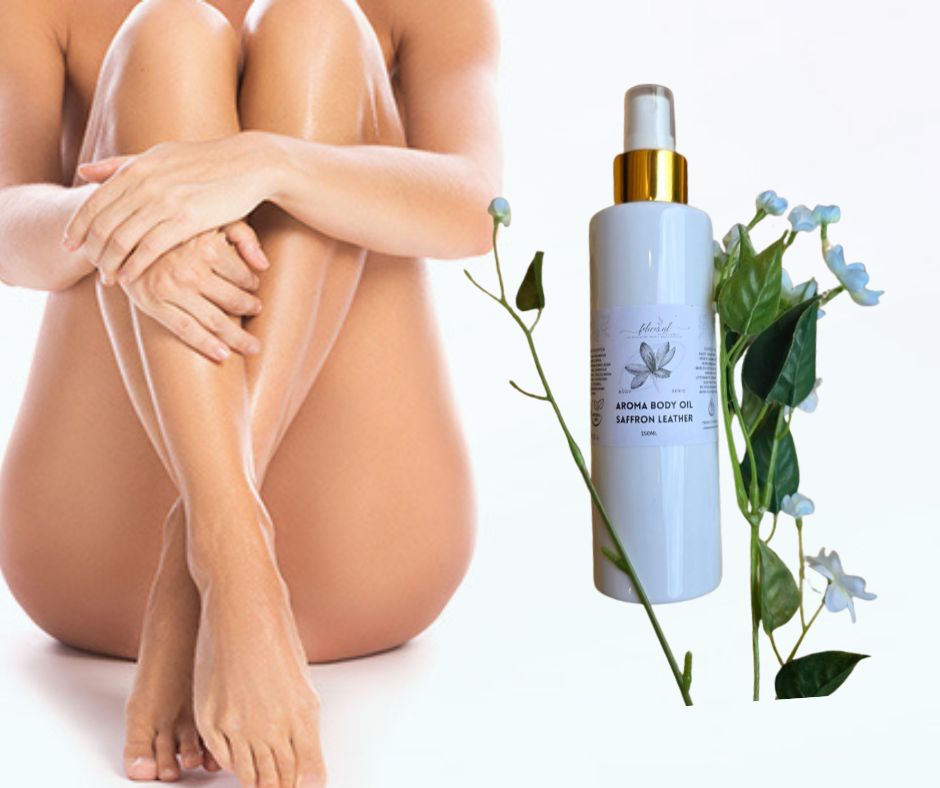 Aromatische droge body olie met Saffraan Leer - oosterse geur - zeewier olie en algen 150ml