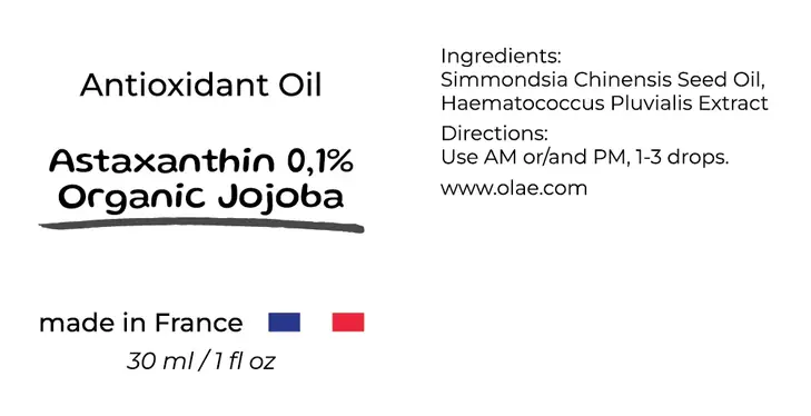 Verjongende serum Astaxanthine 0,1% in Jojoba, antioxiderende olie 30ml - Afbeelding 3
