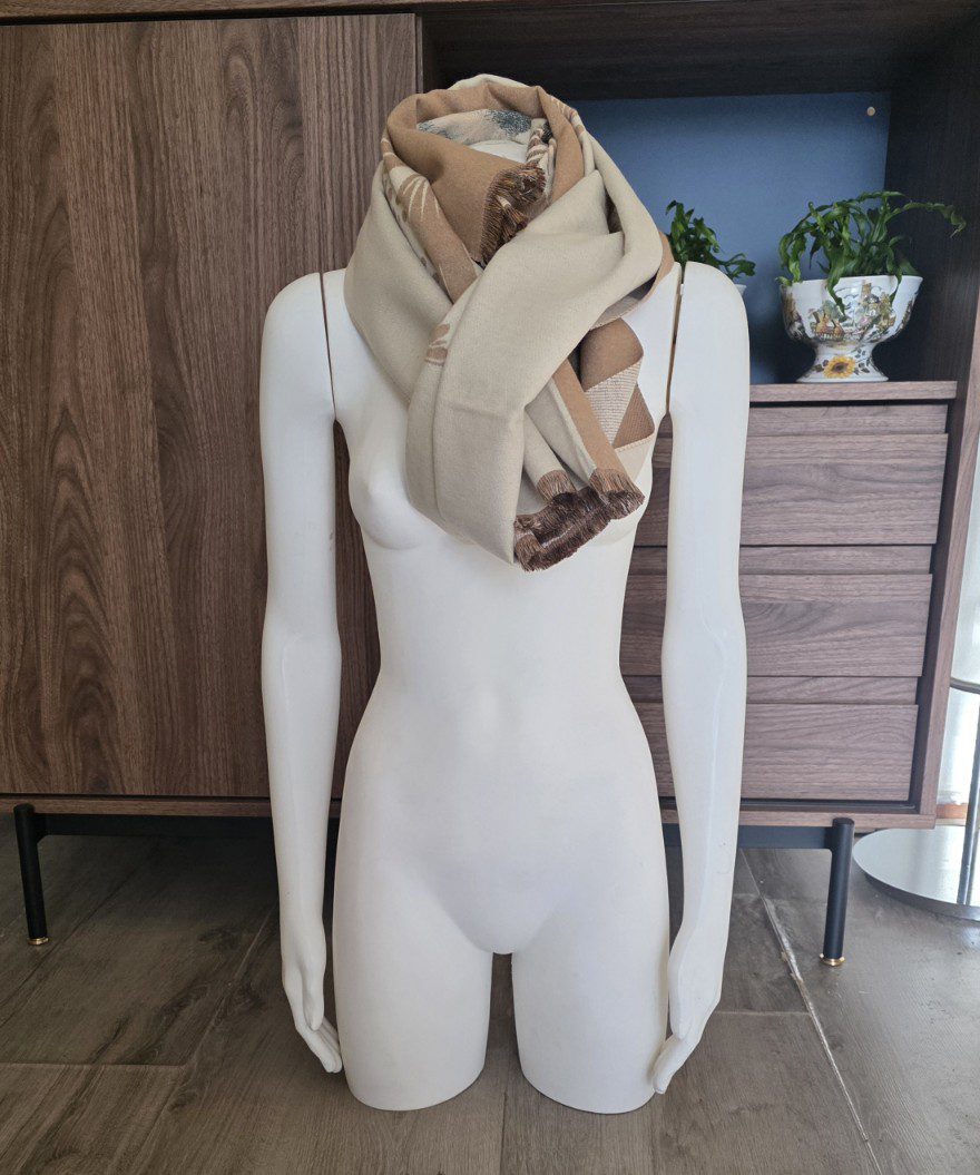 Heerlijk warme sjaal BEIGE herfst - winter - wol en viscose - warme scarf 1st