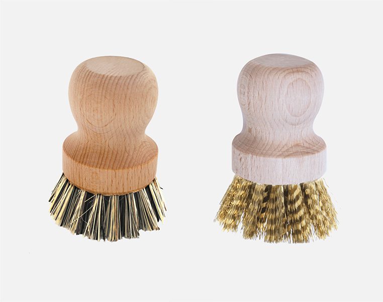 Set van 2 Ecologische gecertificeerde messing en vezel panborstels - doeltreffend en goed voor de milieu 2stuks