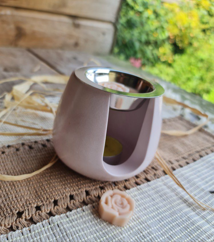 Handgemaakte melts brander - gips houder met brand kommetje - smelt geurende blokjes - 1 melt cadeau