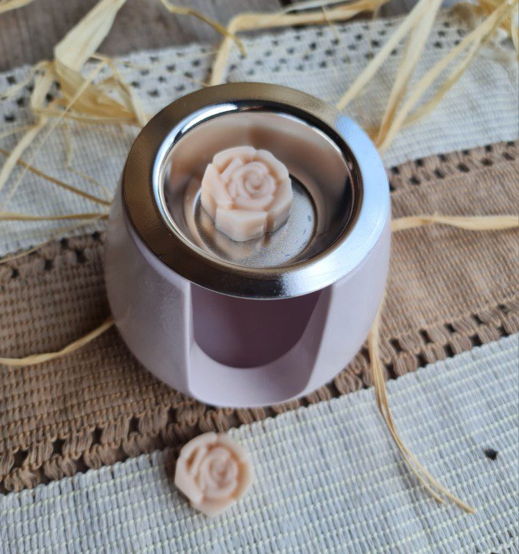 Handgemaakte melts brander - gips houder met brand kommetje - smelt geurende blokjes - 1 melt cadeau