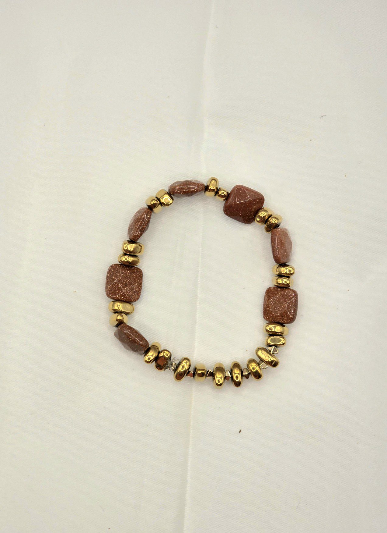 Handgemaakte Bruin gouden steen edelsteen - armband - vergulde hematiet - elegant en modern