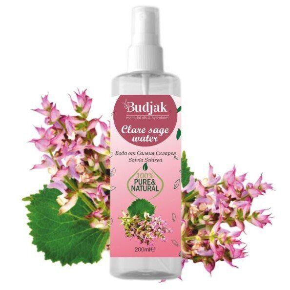 Bio Salie Sclarea Bloemenwater (Salvia Sclarea) - kalmerende werking - rijpe huid - vermoeide huid 200 ml