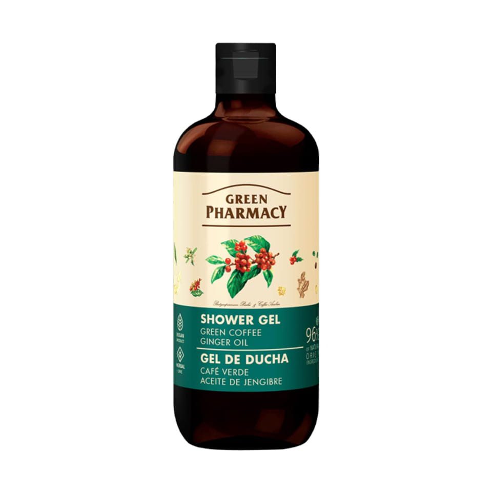 Puur Douchegel met Groene Koffie en Gemberolie - cellulitis - verfrist de huid - mannen en vrouwen  500ml