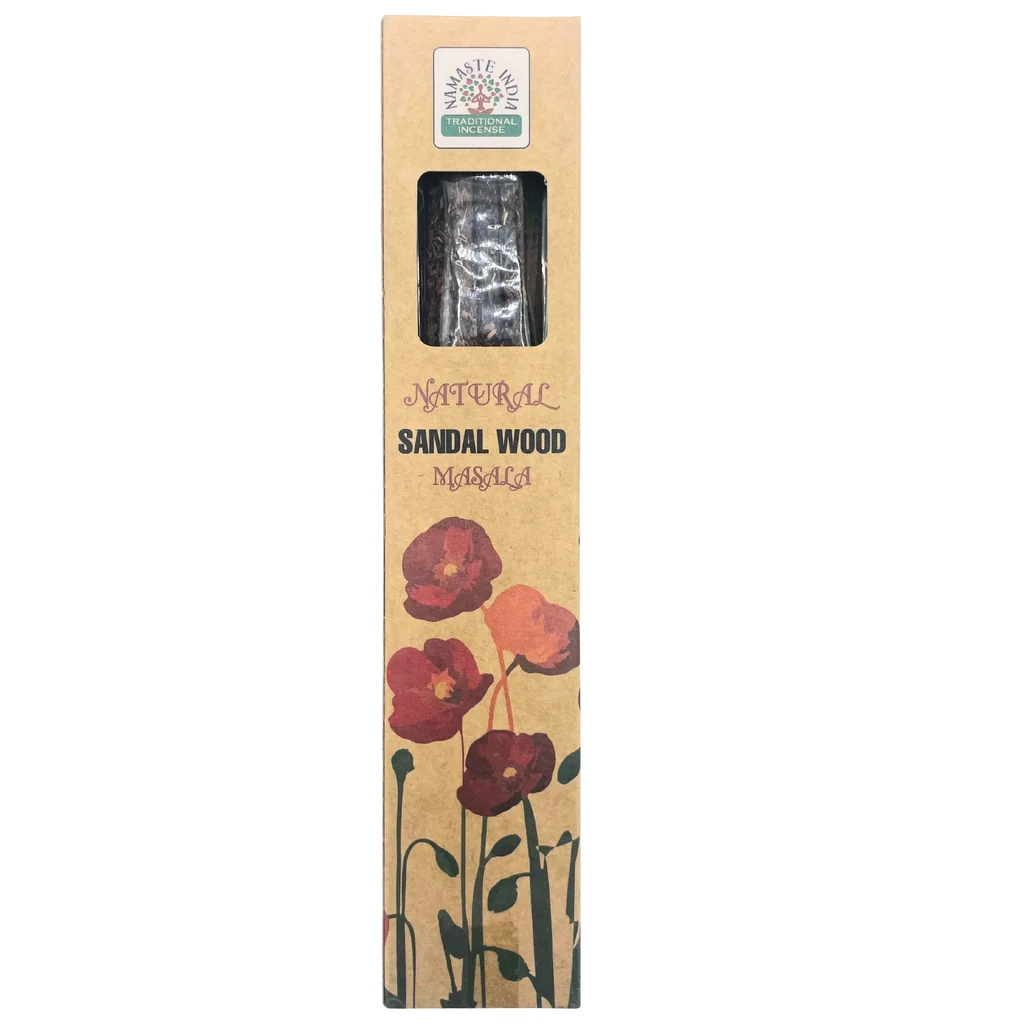 2x stuks Eco Natuurlijke botanische masala dikke wierook - Sandaalhout l Namaste India 2x20gr - Afbeelding 2