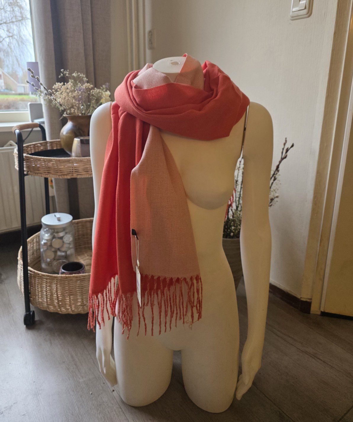 Heerlijk warme sjaal effen ORANJE herfst - winter - wol en viscose - warme scarf 1st