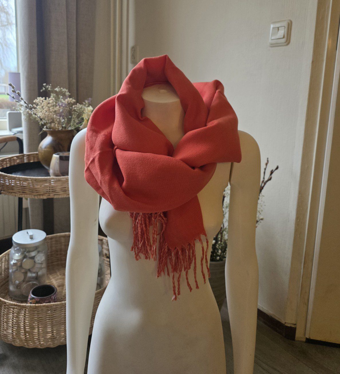 Heerlijk warme sjaal effen ORANJE herfst - winter - wol en viscose - warme scarf 1st