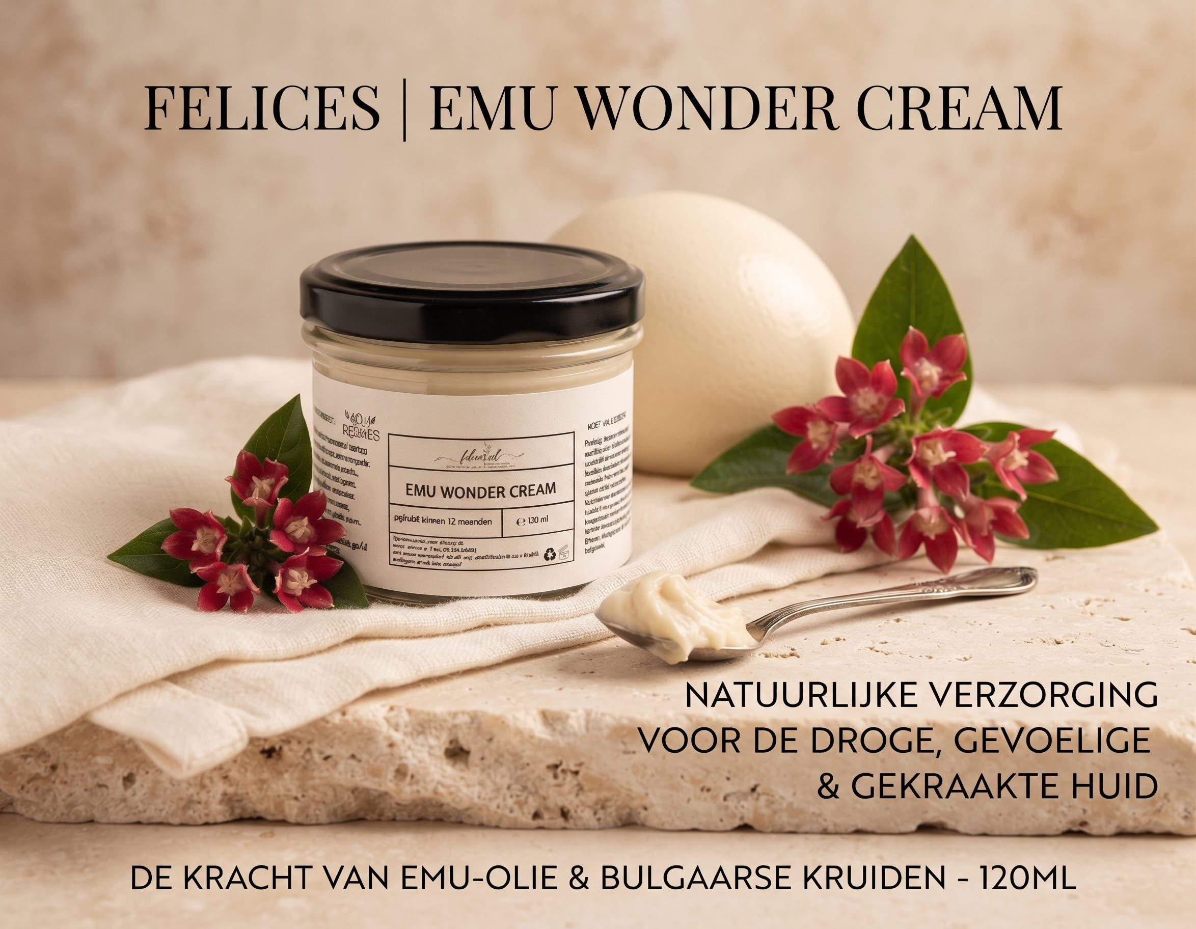 Handgemaakte Emu olie wonder creme - Bulgaarse kruiden - niacinamide - gevoelige en droge huid 120ml