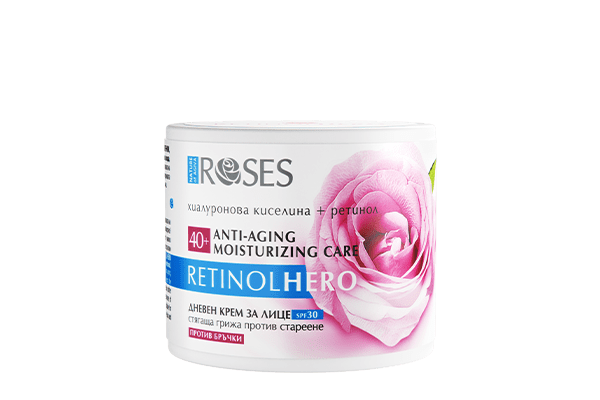 Anti-rimpel creme met Vitamine A, Roze en hyaluronzuur SPF30 40+ - zonnebescherming - verjongt Bulgaarse roos 50ml