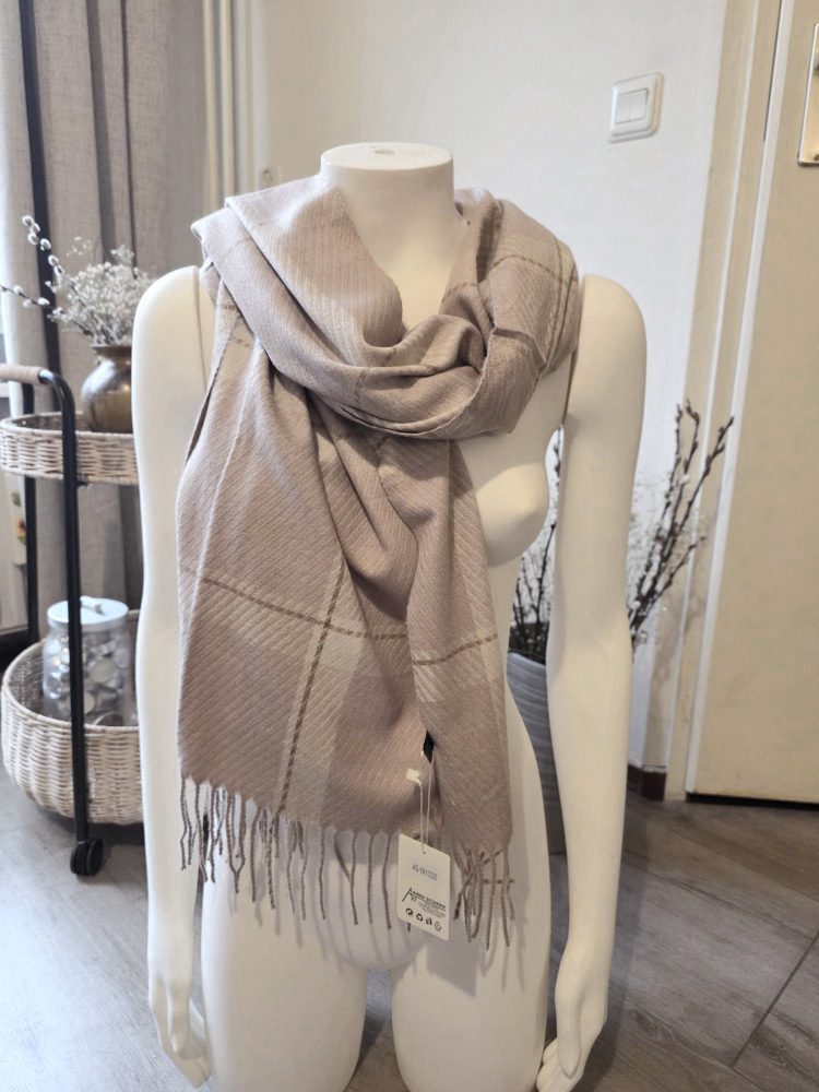 Zachte sjaal geruite scarf POEDER ROOS herfst - winter - wol en viscose - geschikt voor dames en heren1st