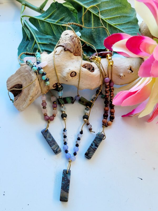 Handgemaakte Edelsteen ketting fantasie kleuren met Mos Agaat
