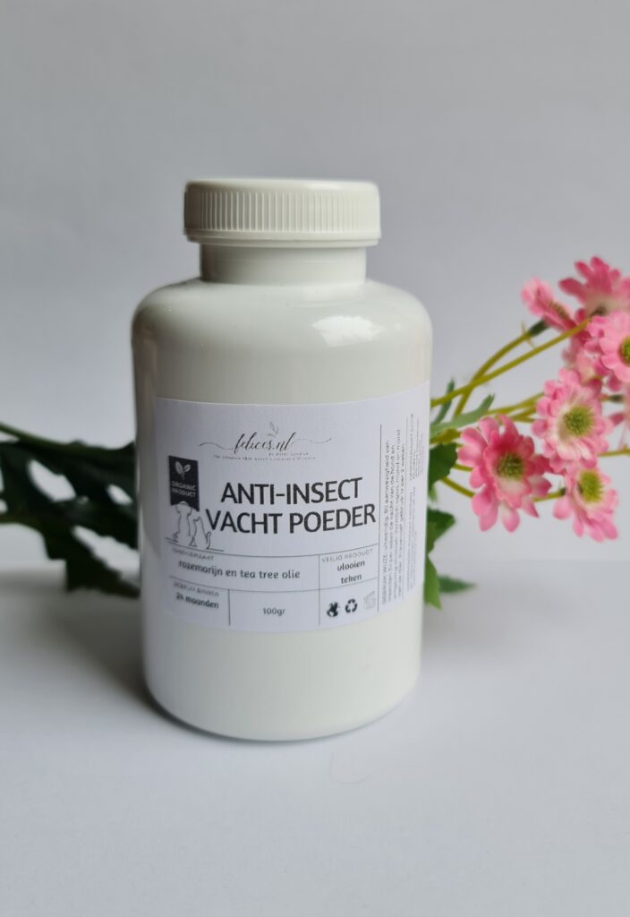 Natuurlijke Insecten – vlooien en teken dieren poeder – natuurlijk – risicovrij – kiezelzuur – neem poeder 100gr