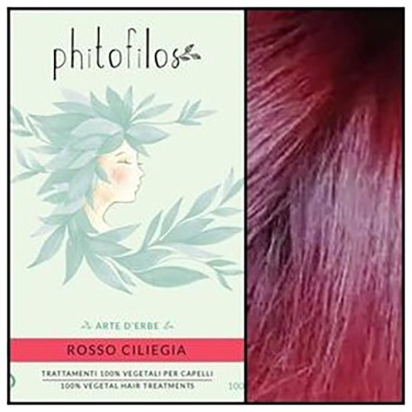 Phitofilos biologische en gecertificeerde henna in KERSENROOD (Rosso Ciliegia) 100g - Afbeelding 2