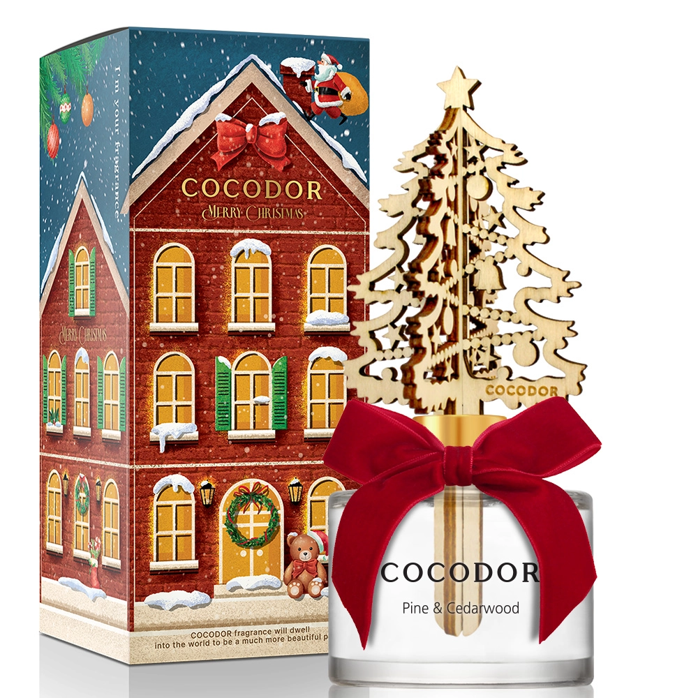 Heerlijk KERST geur diffuser met rietstokken – PINE AND CADERWOOD huisparfum - met deco- winter bos - 200ml