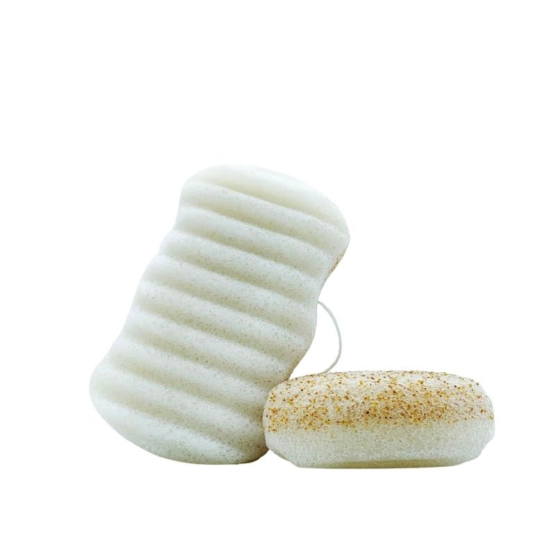 Konjac lichaam scrub spons met walnootschil - plantaardige en biologisch afbreekbare spons 1st