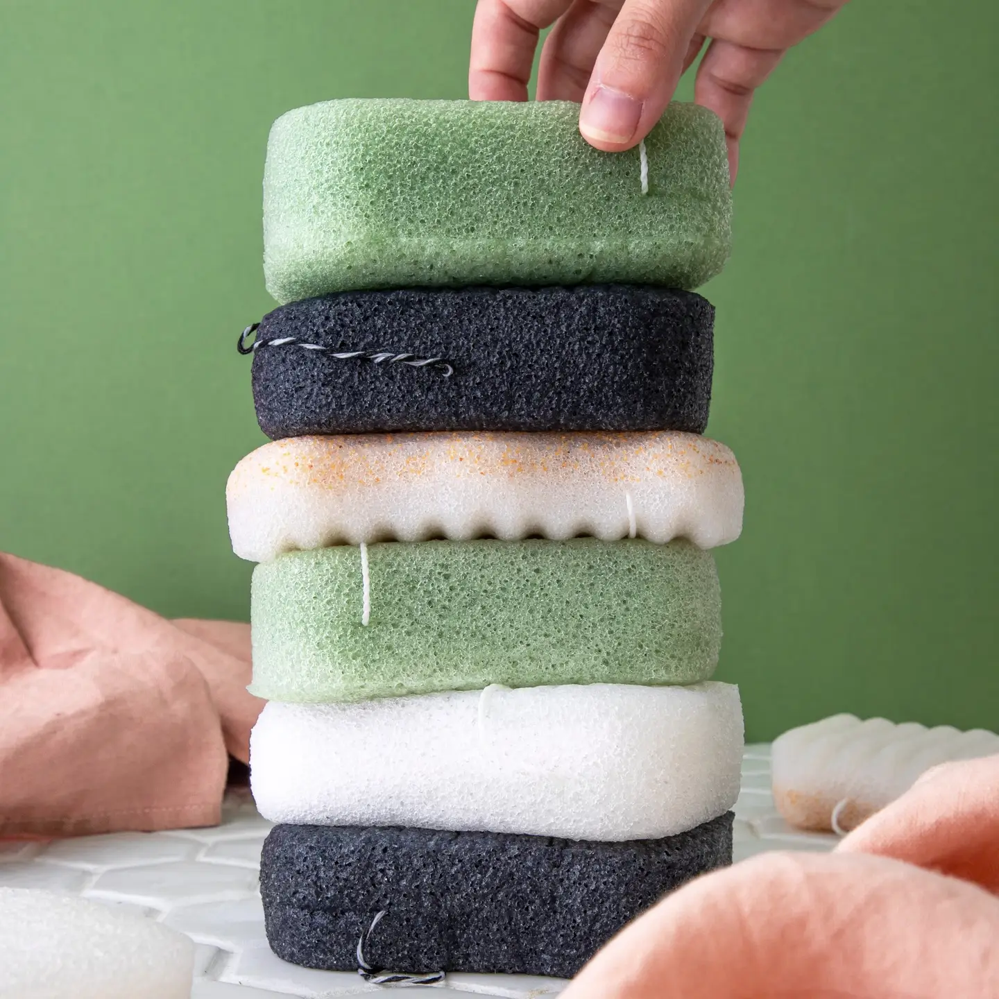 Ecologisch Grote Konjac spons voor lichaam - Groen Thee - kinderen - diepe reiniging - Gemaakt in Frankrijk 1st - Afbeelding 3