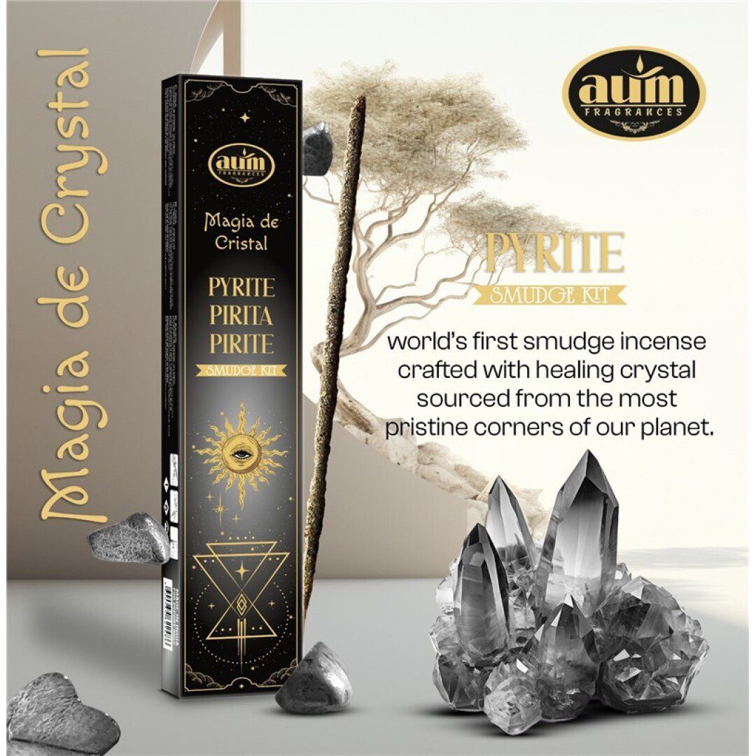 2 pakketen Handgemaakte wierook sticks met PYRIET edelsteen gratis - overvloed, geluk en bescherming 20gr