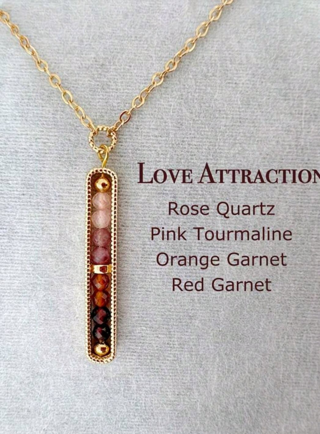 Mooi elegante en krachtige ketting Liefde en Aantrekking - Rozenkwarts - Toermalijn - Granaat - Afbeelding 2