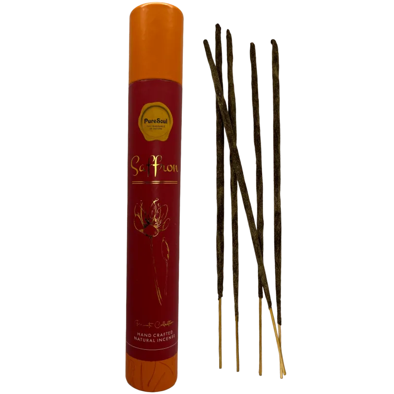 Pure Soul Saffraan Wierook - Hoge kwaliteit Indiase handgemaakte wierook - warme en kruidige aroma 25gr.