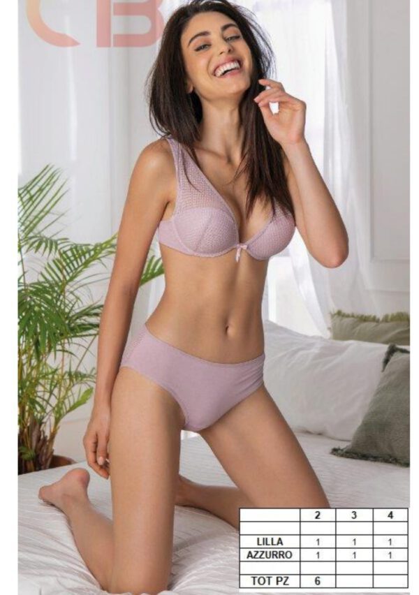 Italiaanse katoenen lingerie set in LILA,  M - 75B