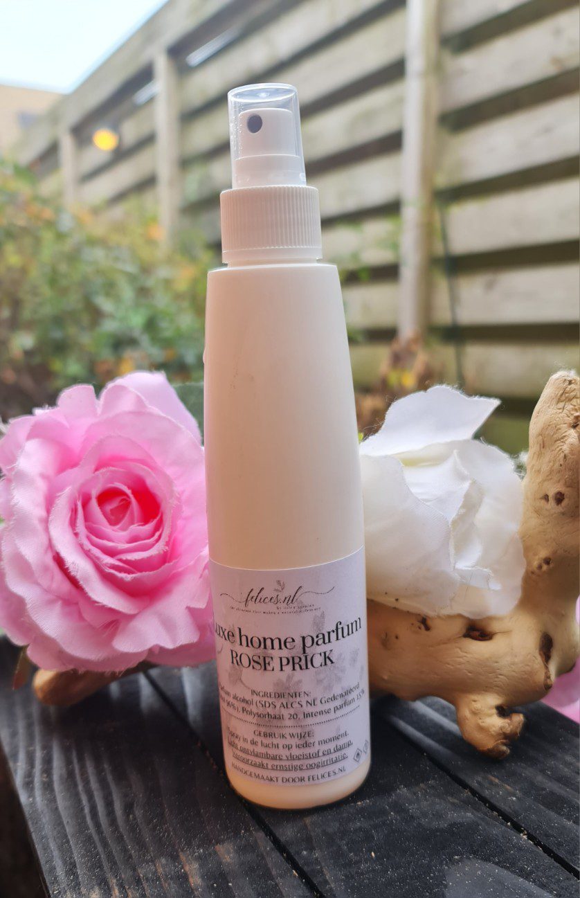 Luxe handgemaakte Interieur parfum spray - kamer spray - sfeer - ROSE PRICK - zachte rozengeur - intens 200ml