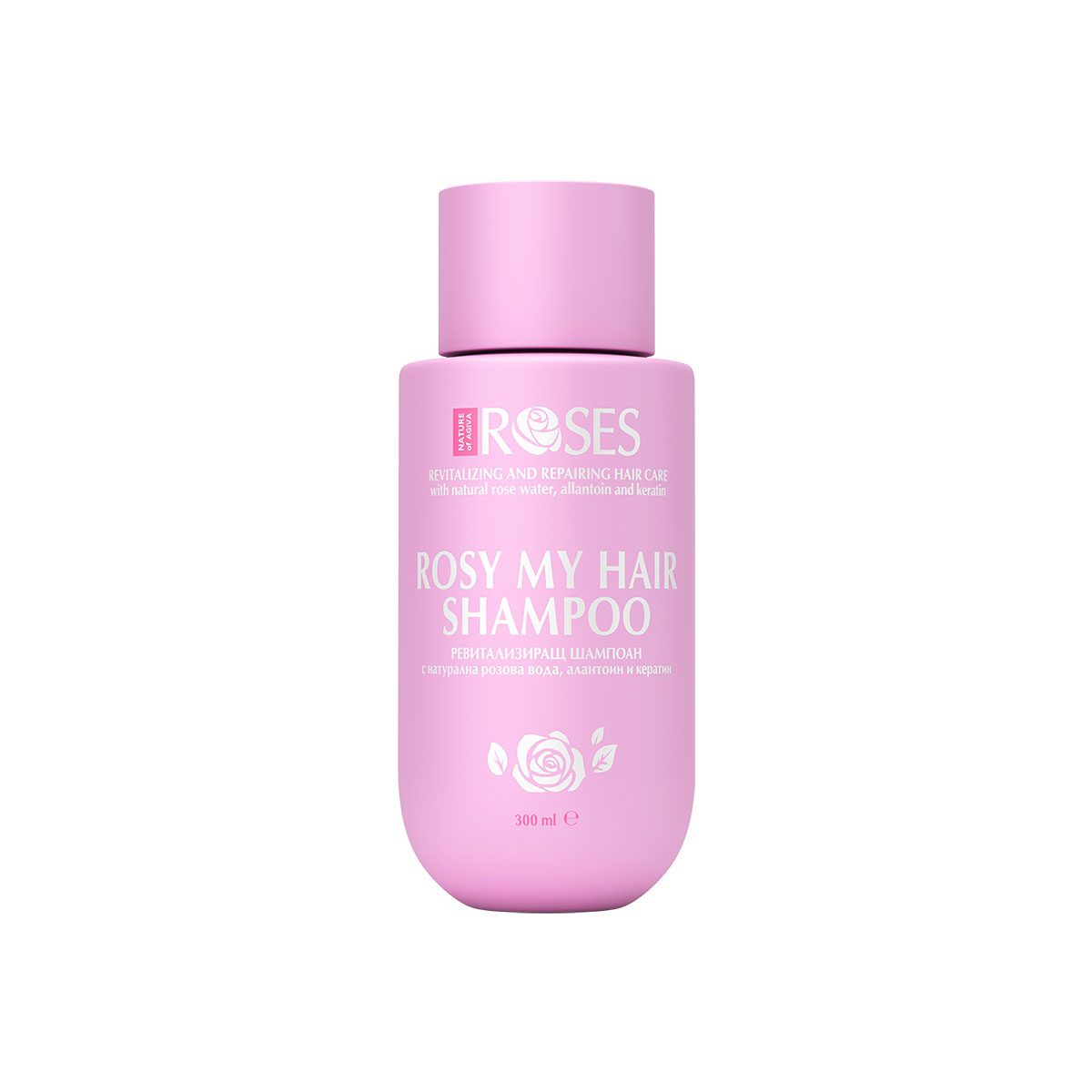 Natuurlijke Revitaliserende Shampoo - Rozenwater en Keratine - hersteld duf haar 300ml