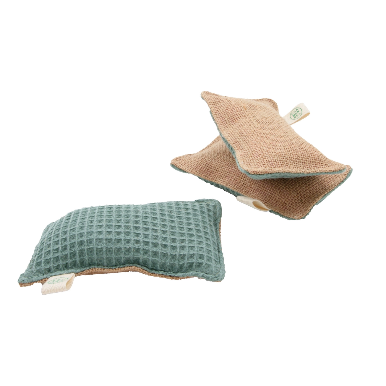 Ecologische handgemaakte Wasbare spons van biologisch katoen en jute - Zacht en licht schurend 1st
