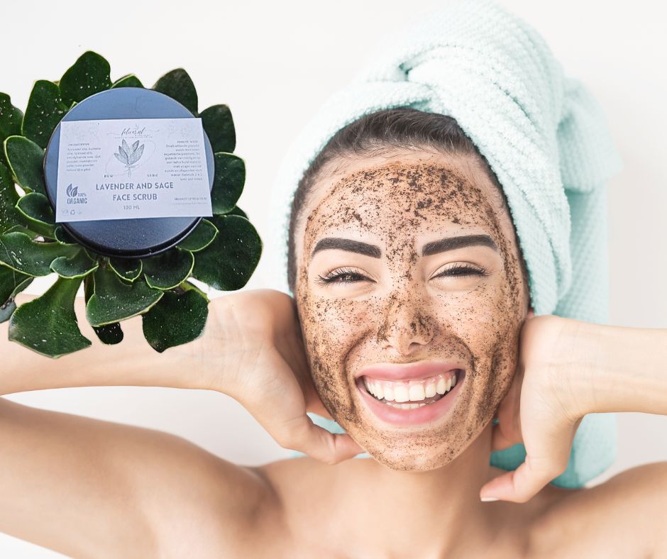 Handgemaakte ruwe gezicht scrub - lavendel en salie poeder - meest gevoelige huid 100ml