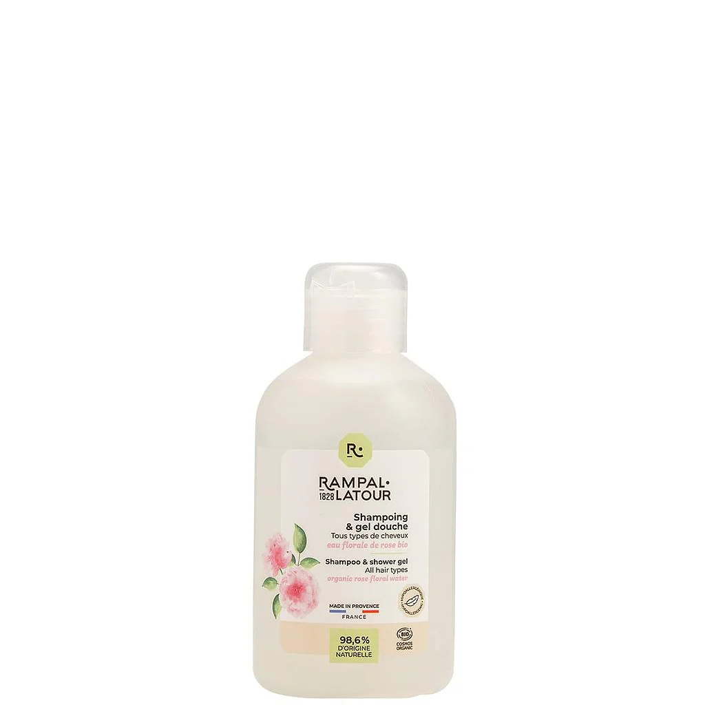 Gecertificeerd biologisch Douchegel en shampoo Damascusroos - gevoelige haar en huid - 250ml - Cosmos Organic