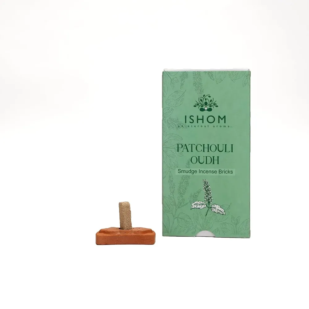 2x stuks Natuurlijke wierook blokjes en brander - Patchouli-hout - geestelijke energie - 2x15 blokjes
