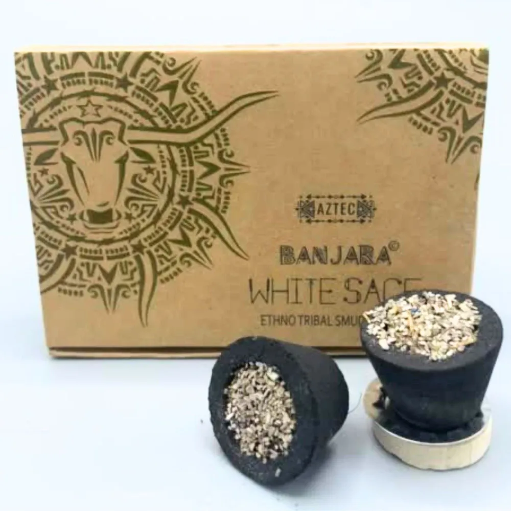 Natuurlijke wierook - Rituele hars smudge cups witte salie - negatieve energieën 6cups