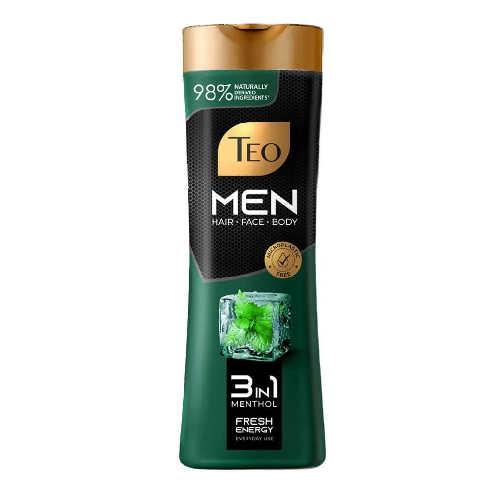 Teo Men Shampoo 3in1 Fresh Energy Shampoo voor mannen mer beschadigd haar - arganolie - ricinus olie 350 ml