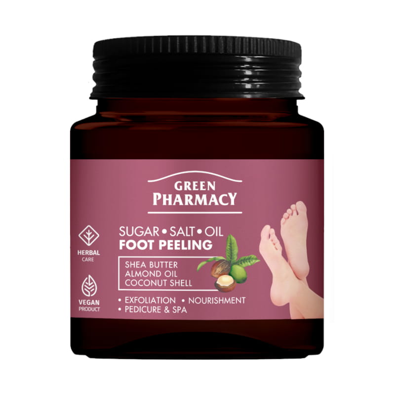 Natuurlijke Voetpeeling met Suiker en Zout in Olie - shea boter - kokosnootschil 300 ml