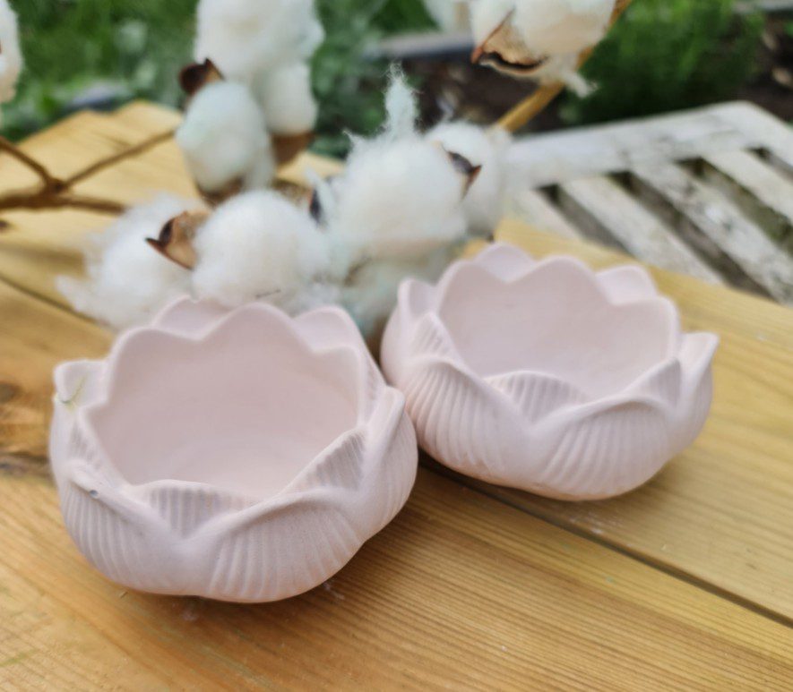 Handgemaakte 2 stuks waxinelichtjes houders van gips - kaars - licht gewicht 2x50gr