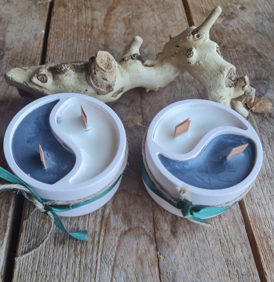 Handgemaakte kaarsen van soja wax - Yin en Yang - Oriëntaalse intense geur - organische was - 2x100gr