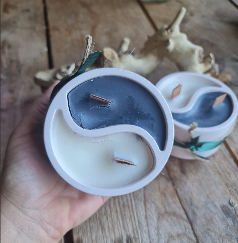 Handgemaakte kaarsen van soja wax - Yin en Yang - Oriëntaalse intense geur - organische was - 2x100gr